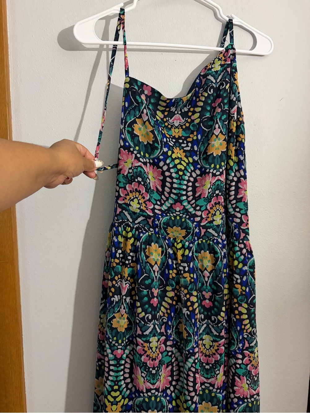 Old Navy Navy Multicolor Floral-Print Spaghetti-Strap Maxi Dress
